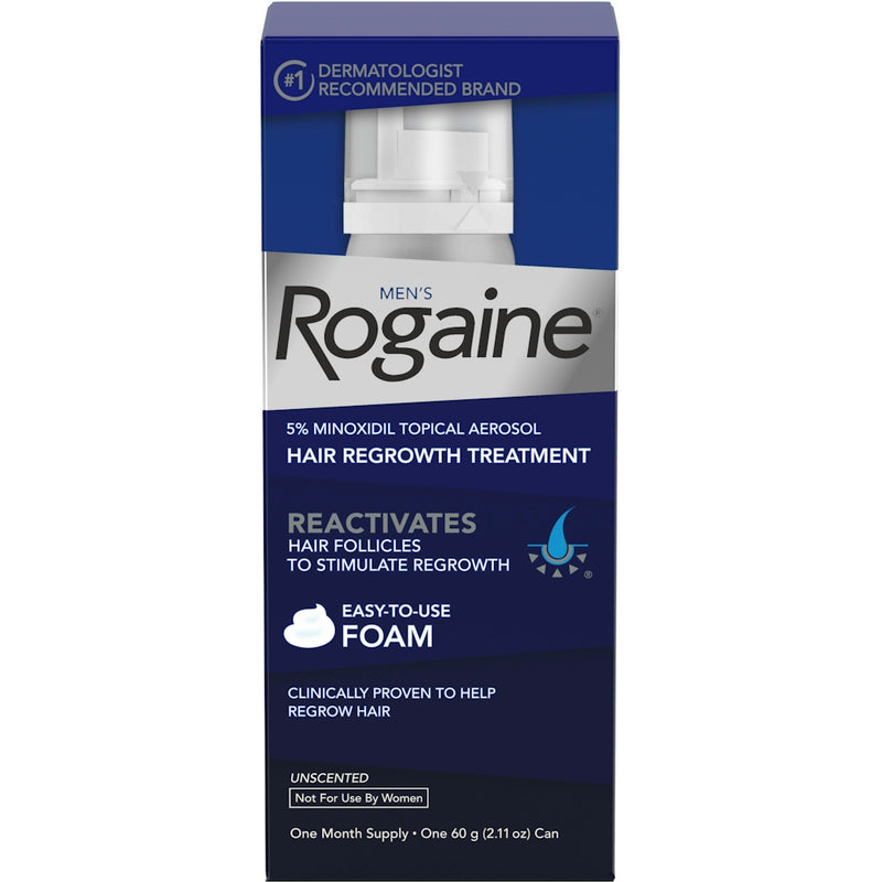 Rogaine Rogaine Men's  Foam Men's Unscented  Hair Regrowth Treatment 2.11 Oz Hair Care Midnight Blue