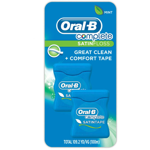 Oral B Oral B Complete Satin Dental Floss Mint, 50m, Twin Pack Oral Care Light Sea Green