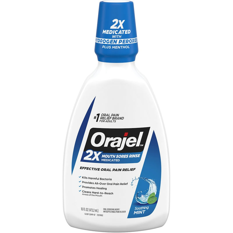 Orajel Orajel™ Antiseptic Mouth Sore Rinse – Soothing Mint (16 Oz) Health & Beauty White Smoke