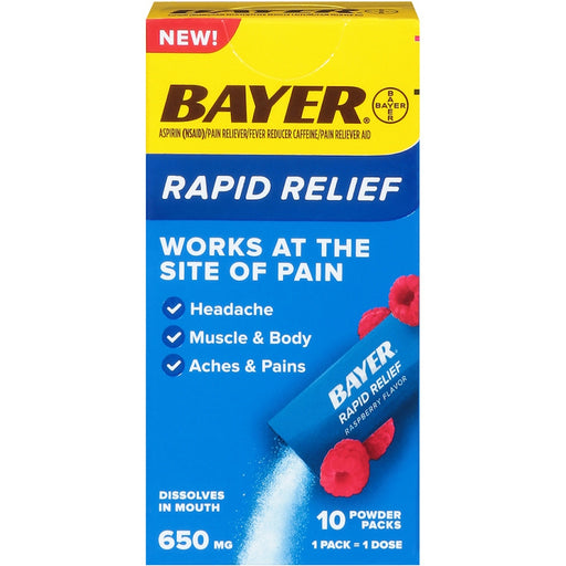 Bayer Bayer Pain Reliever, Rapid Relief, 650 Mg, Raspberry Flavor, Powder Packs Health & Beauty
