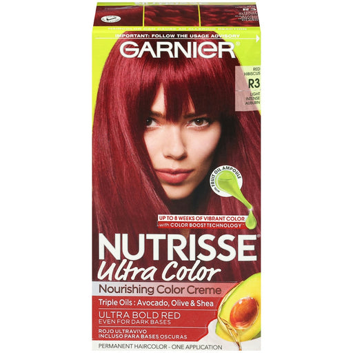 Nutrisse Nutrisse Garnier Ultra Color Nourishing Bold Permanent Hair Creme, R3 Light Intense Auburn, 1 Kit Hair Color
