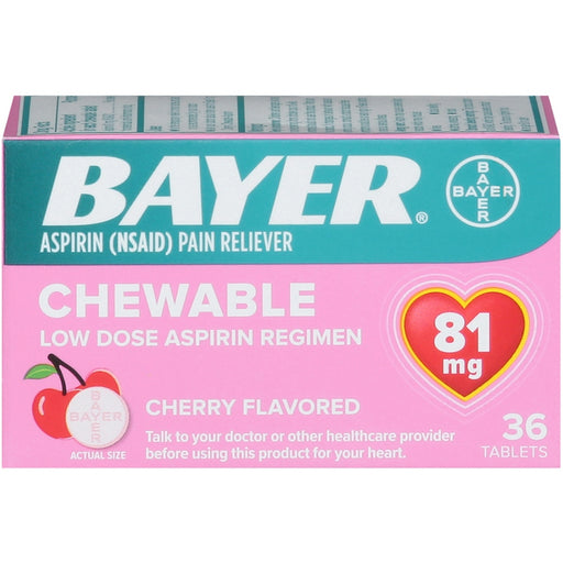 Bayer Bayer Aspirin, Low Dose, 81 Mg, Chewable Tablets, Cherry Flavored Health & Beauty