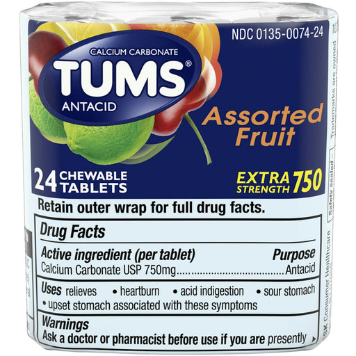 Tums Tums Extra Strength Heartburn Relief Chewable Antacid Tablets, Fruit, 8 Count Health & Beauty