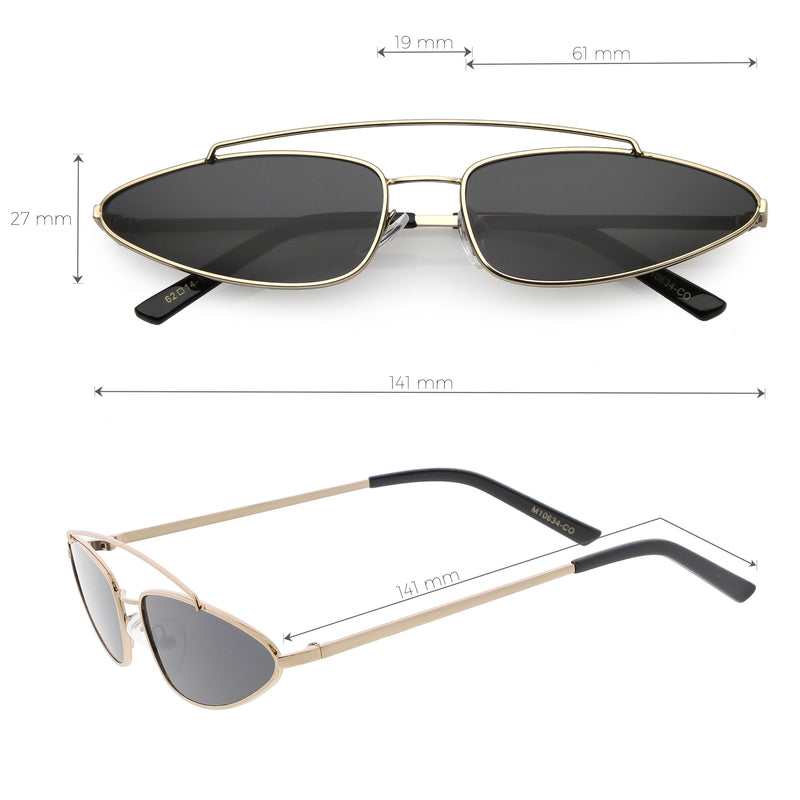 zeroUV Retro 1990's Slim Triangle  Color Tone Flat Lens Sunglasses C725 Sunglasses