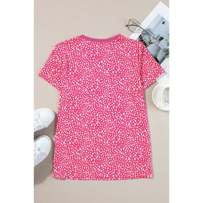 Animal Print Round Neck Short Sleeve T-Shirt