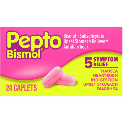 Pepto Bismol Pepto Bismol Upset Stomach Reliever/Antidiarrheal, 5 Symptom Relief, Caplets Health & Beauty