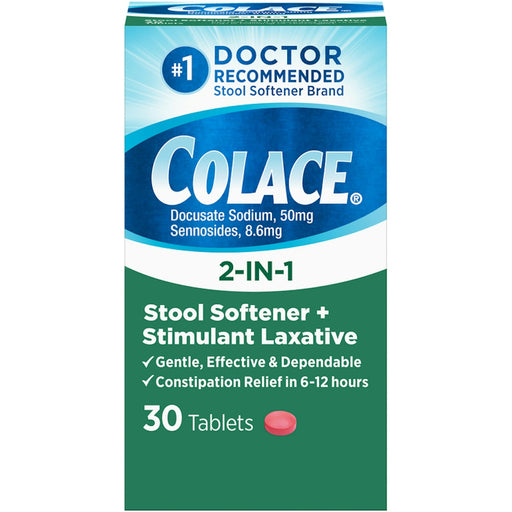 Colace Colace Stool Softener + Stimulant Laxative, 2 In 1, Tablets Health & Beauty