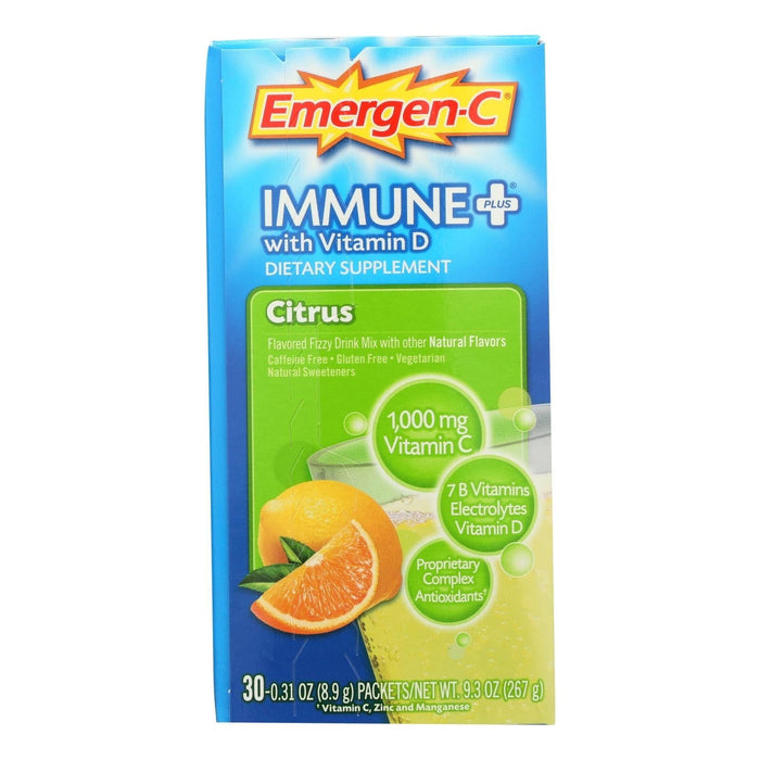 Alacer Emergen-C Immune Plus System Support with Vitamin D Citrus (Pack of 30 Packets)