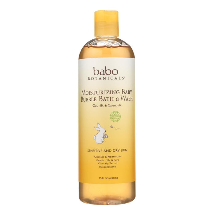 Babo Botanicals Baby Bubble Bath and Wash  - Moisturizing Oatmilk, 15 Oz.
