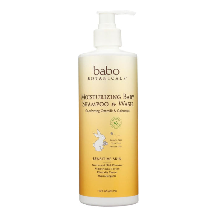 Babo Botanicals Baby Shampoo and Wash (Pack of 16 Oz) - Moisturizing Oatmilk.