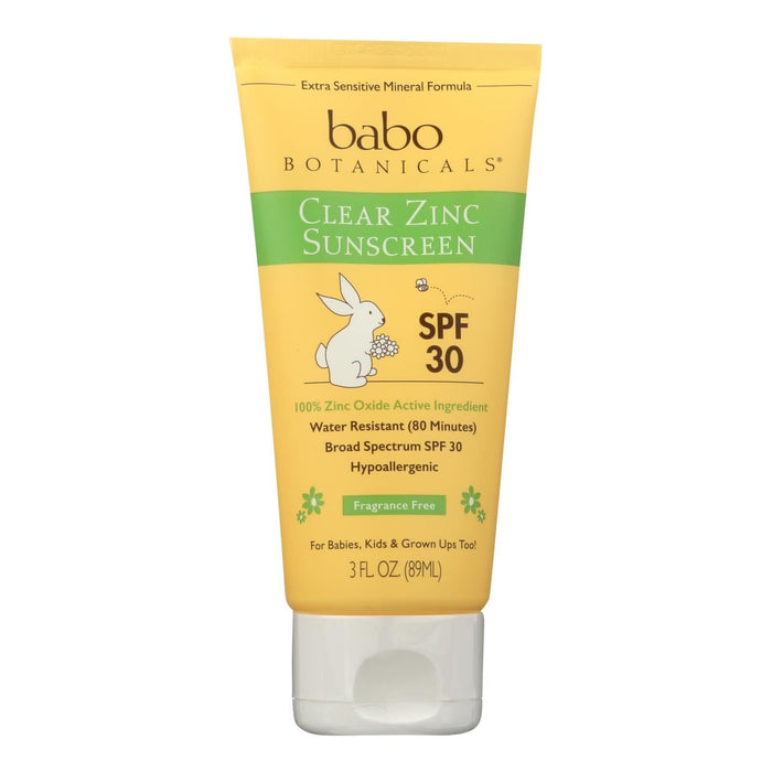 Babo Botanicals (Pack of 3) Clear Zinc Unscented Sunscreen SPF 30 - 3 Oz.