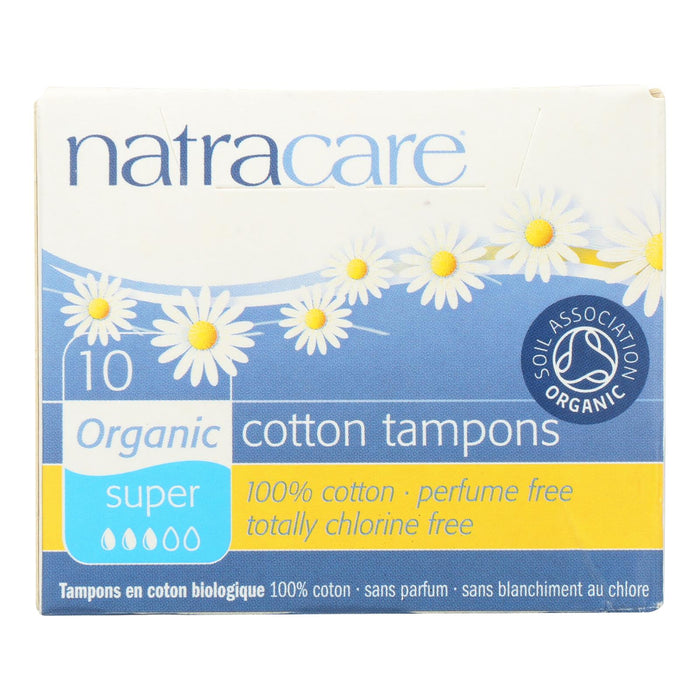 Natracare 100% Organic Cotton Tampons - Super - 10 Pack - Pack of 2