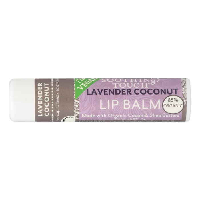 Cozy Farm - Soothing Touch Lavender Coconut Vegan Lip Balm - 12 Pack, .25 Oz Each