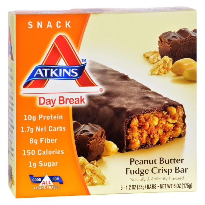 Atkins Day Break Bar Peanut Butter Fudge Crisp (Pack of 5 Bars)