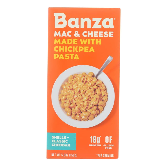 Banza Chickpea Pasta Mac and Cheese Shells (Pack of 6) - Classic Cheddar, 5.5 Oz.