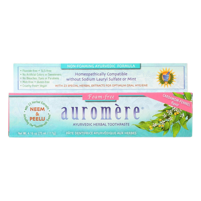 Auromere Toothpaste  - Foam-Free Cardamom-Fennel - 4.16 Oz.