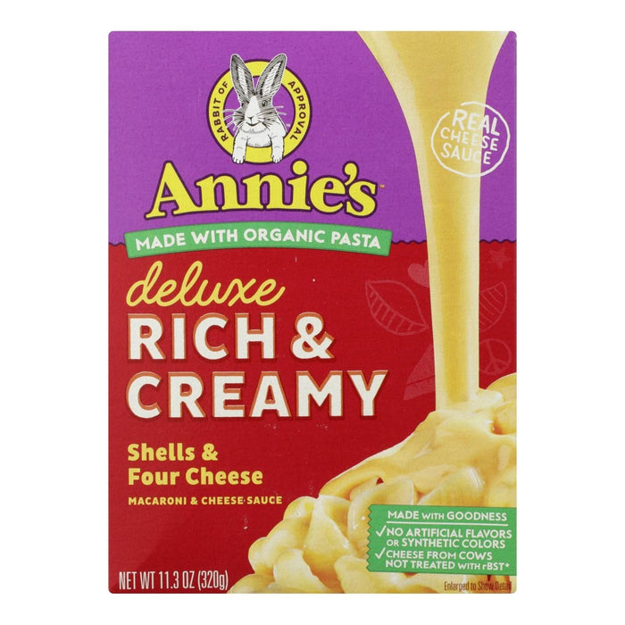 Annie's Homegrown Mac&Cheese Deluxe 4 Cheese Shells (Pack of 12) - 11.3 Oz.