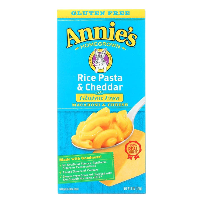 Annie's Homegrown Gluten Free Rice Pasta and Cheddar Macaroni Cheese (Pack of 12 - 6 Oz.)