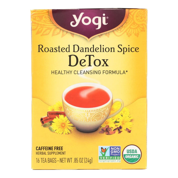 Cozy Farm - Yogi Organic Roasted Dandelion Detox Herbal Tea Bags, 6X16 Count