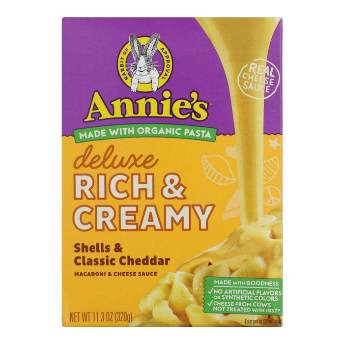 Annie's Homegrown Mac & Cheese Deluxe Shells and Cheddar (Pack of 12) - 11.3 Oz.