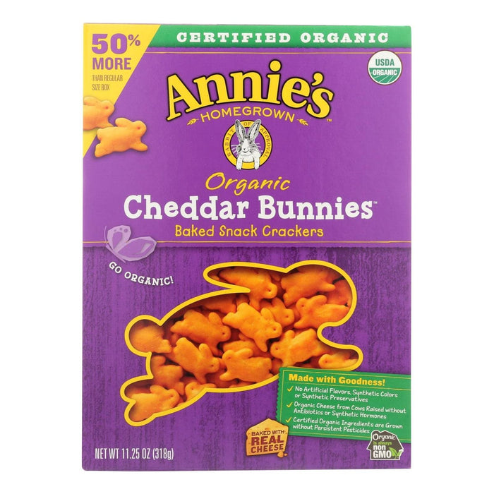 Annie's Homegrown Organic Bunnies Crackers - Cheddar (Pack of 6) - 11.25 Oz