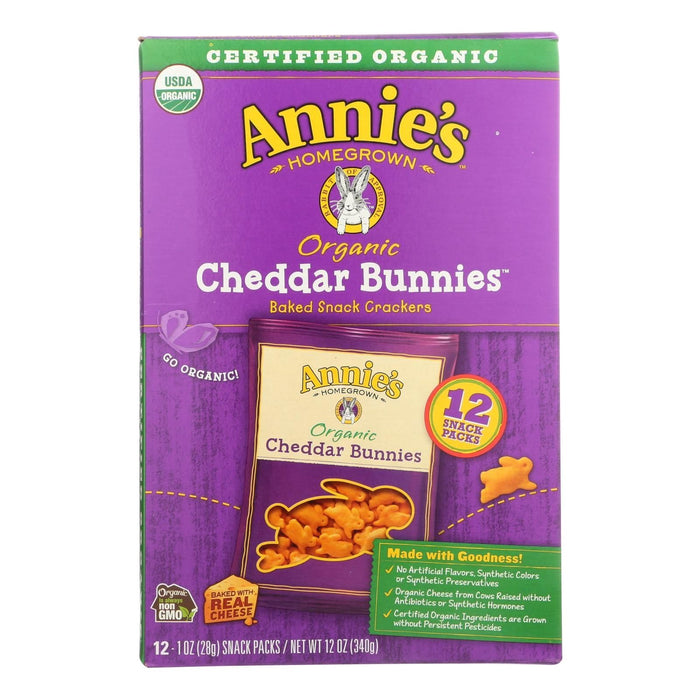 Annie's Homegrown Organic Bunny Crackers Snack Pack (Pack of 4) - Cheddar Flavor - 12/1 Oz.