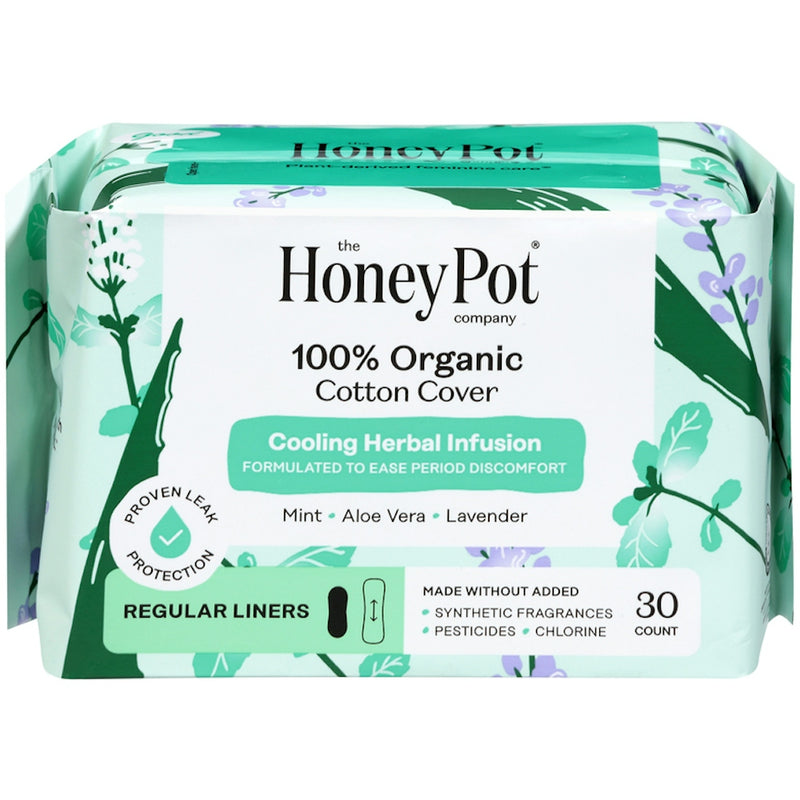 The Honey Pot Company The Honey Pot Company 100% Organic Cotton Cover Cooling Herbal Infusion Regular Liners - 30ct Personal Care