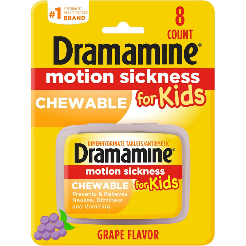 Dramamine Dramamine Motion Sickness Relief, For Kids, Travel Case, Chewable Tablets, Grape Flavor Health & Beauty
