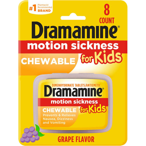Dramamine Dramamine Motion Sickness Relief, For Kids, Travel Case, Chewable Tablets, Grape Flavor Health & Beauty