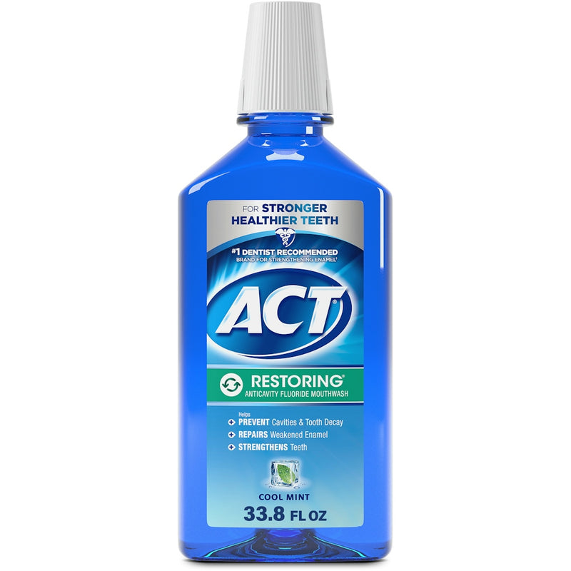 Act Act Cool Mint Restoring Fluoride Rinse - 33.8 Fl Oz Mouthwash