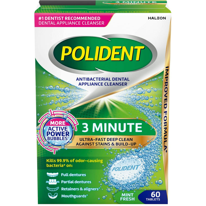 Polident Polident Antibacterial Dental Appliance Cleanser 3 Minute Tablets 60Ct Oral Care