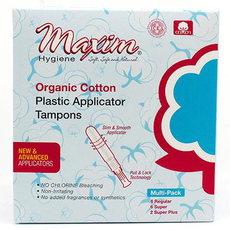 Maxim Hygiene Products Maxim Hygiene Products Tampons Organic Cotton Plastic Applicator Multi-Pack Tampons