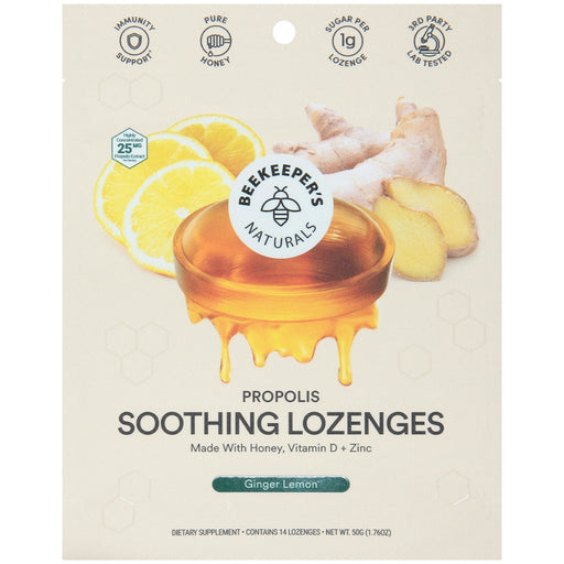 Beekeeper's Naturals Beekeeper's Naturals Propolis Soothing Lozenges, Ginger Lemon First Aid Antique White