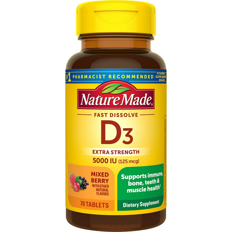 Nature Made Nature Made Vitamin D3, Fast Dissolve, Extra Strength, 125 Mcg, Tablets, Mixed Berry Vitamins & Supplements