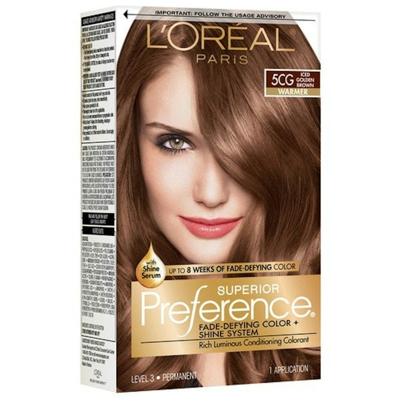 L'Oreal Paris L'Oreal Paris Superior Preference Fade-Defying Shine Permanent Hair Color, 5CG Iced Golden Brown, 1 Kit Hair Color