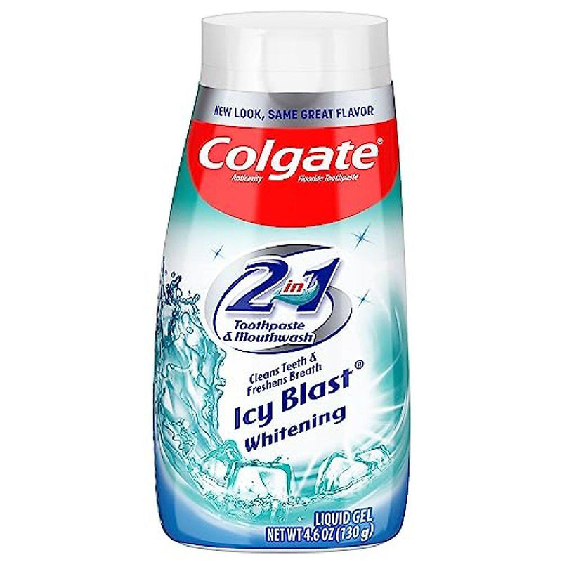 Colgate Colgate Toothpaste, Anticavity Fluoride, 2 In 1 Toothpaste & Mouthwash, Icy Blast Whitening, Liquid Gel 4.6 Oz Toothpaste