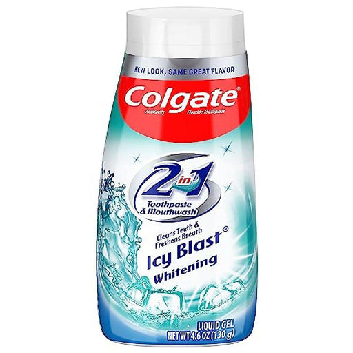 Colgate Colgate Toothpaste, Anticavity Fluoride, 2 In 1 Toothpaste & Mouthwash, Icy Blast Whitening, Liquid Gel 4.6 Oz Toothpaste White Smoke