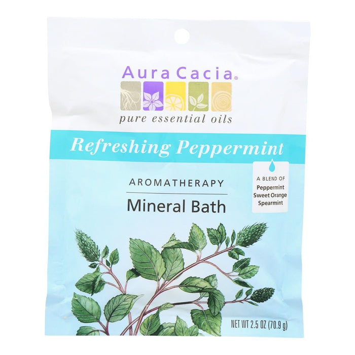 Aura Cacia Aromatherapy Mineral Bath: Peppermint Harvest, Calming, 2.5 Oz (Pack of 6)