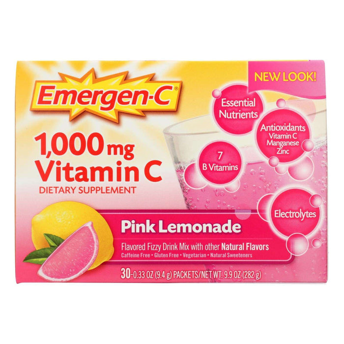 Emergen-C Pink Lemonade Fizzy Drink Mix with 1000mg Vitamin C (Pack of 30)