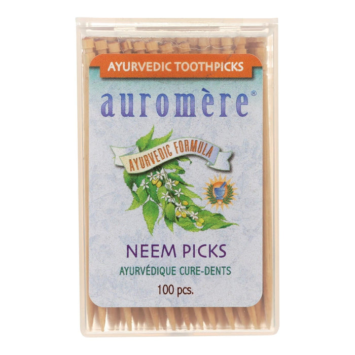 Auromere Ayurvedic Neem Picks (Pack of 12 - 100 Toothpicks Each)