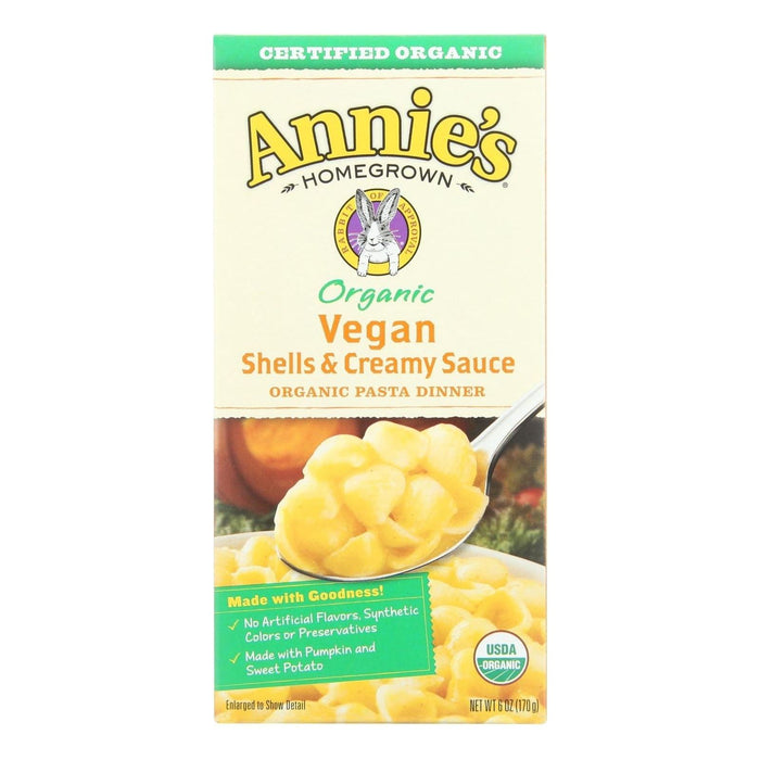 Annie's Homegrown Organic Vegan Shells and Creamy Sauce Pasta Dinner (Pack of 12 - 6 Oz.)