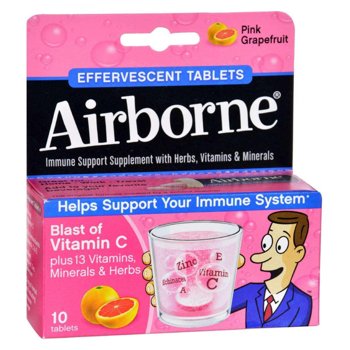 Airborne Pink Grapefruit Effervescent Vitamin C Tablets, 10-Count