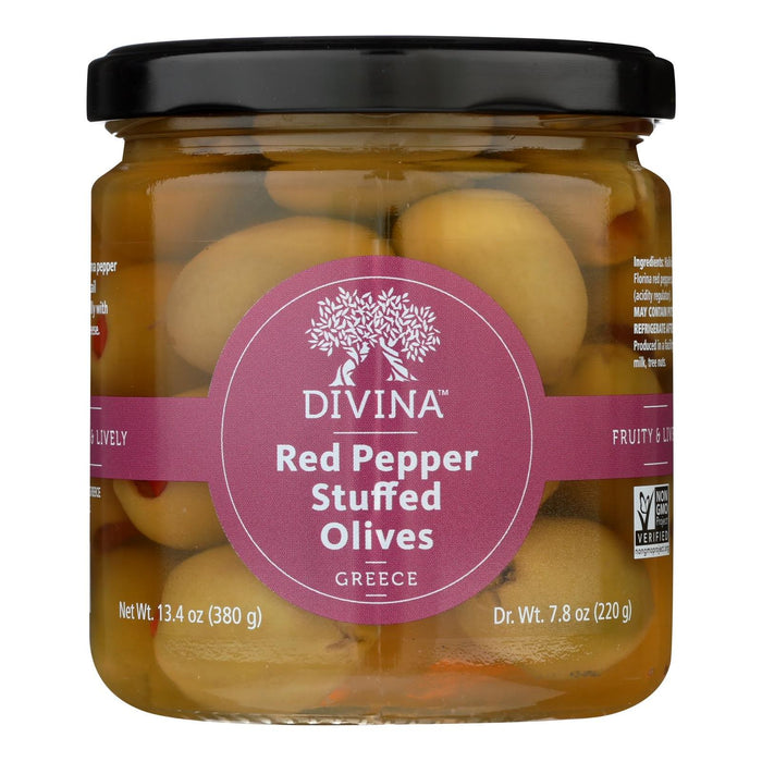 Cozy Farm - Divina Stuffed Olives With Sweet Peppers (Pack Of 6 - 7.8 Oz.)