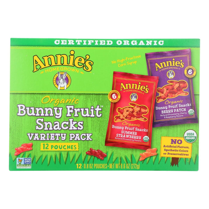 Annie's Homegrown Organic Bunny Fruit Snacks Variety Pack (Pack of 12 - 9.6 Oz.)