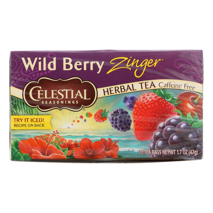 Cozy Farm - Celestial Seasonings Wild Berry Zinger Herbal Tea, 6 Boxes Of 20 Tea Bags