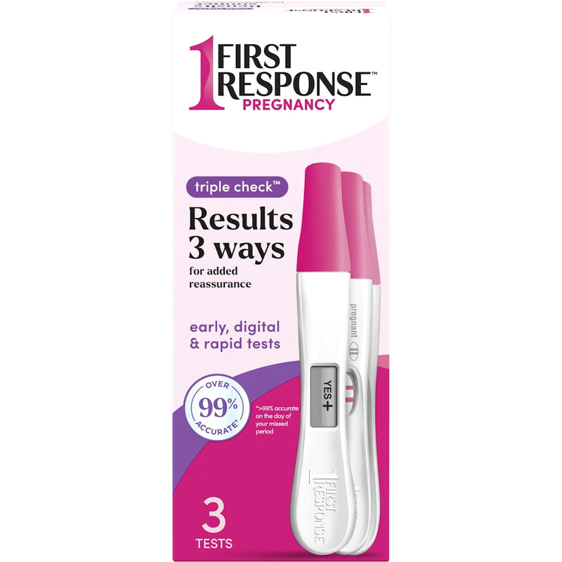 0 First Response Triple Check Pregnancy Test Kit 3 Ct Box Pregnancy Tests