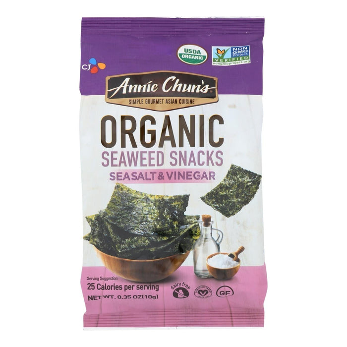 Annie Chun's Seaweed Snack - Sea Salt And Vinegar - Case Of 12 - .35 Oz.