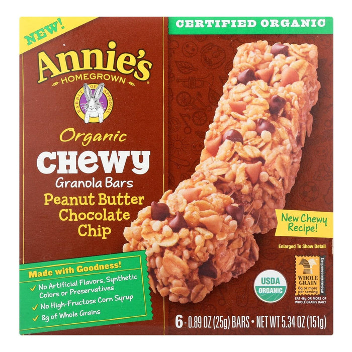 Annie's Homegrown Organic Chewy Granola Bars Peanut Butter Chocolate Chip (Pack of 12) - 5.34 Oz.