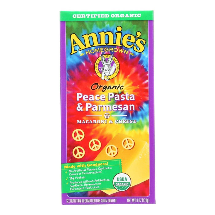 Annies Homegrown Organic Peace Pasta and Parmesan Macaroni & Cheese (Pack of 12 - 6 Oz)