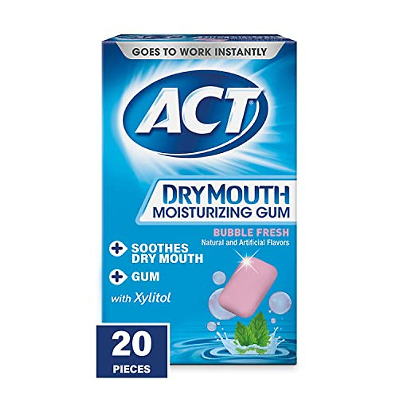 ACT ACT Dry Mouth Moisturizing Gum With Xylitol, Sugar Free Bubble Fresh Oral Care Light Sea Green